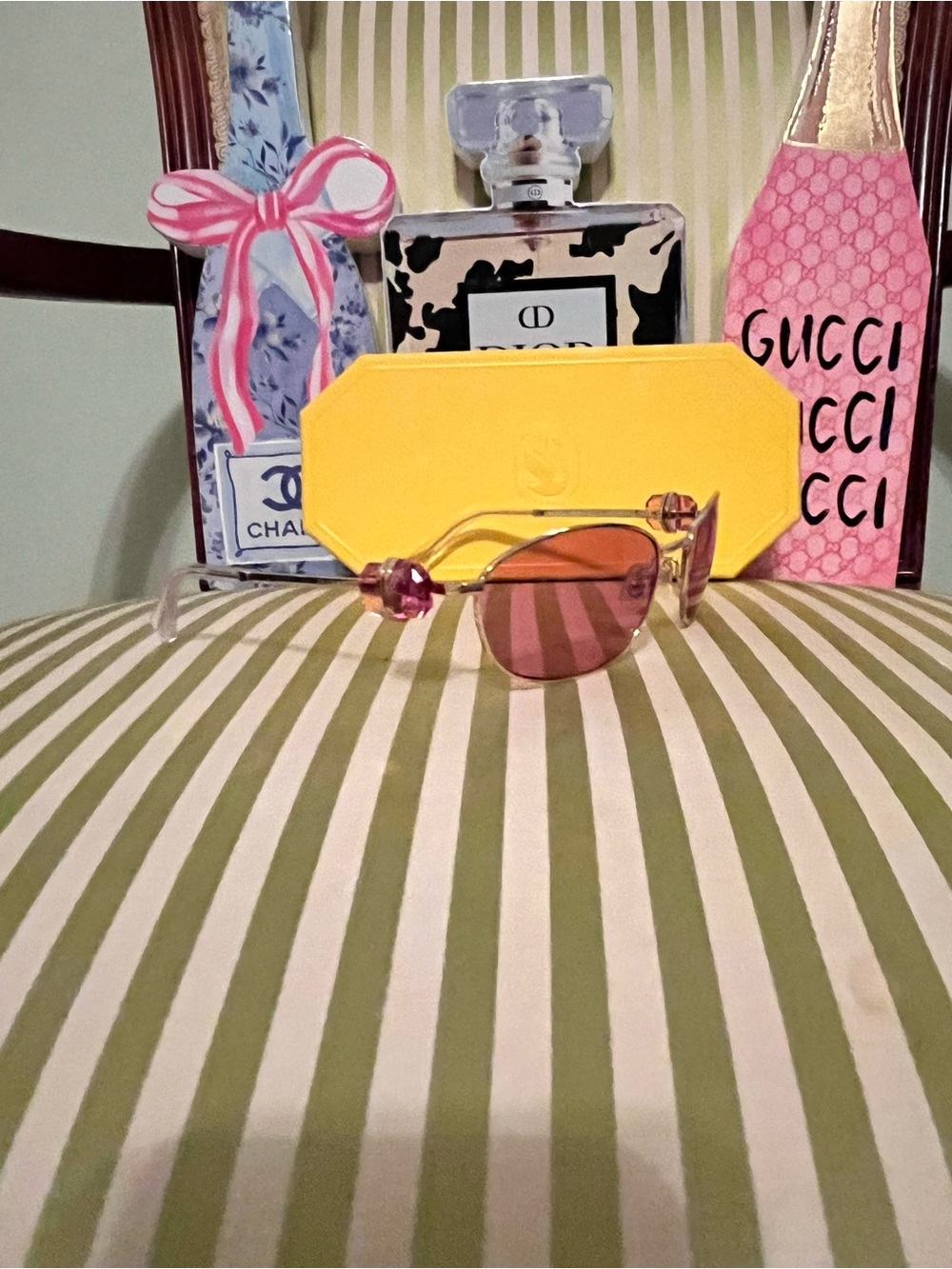 Swarovski Pink Lens Sunglasses with Yellow Case - Picture 4 of 9